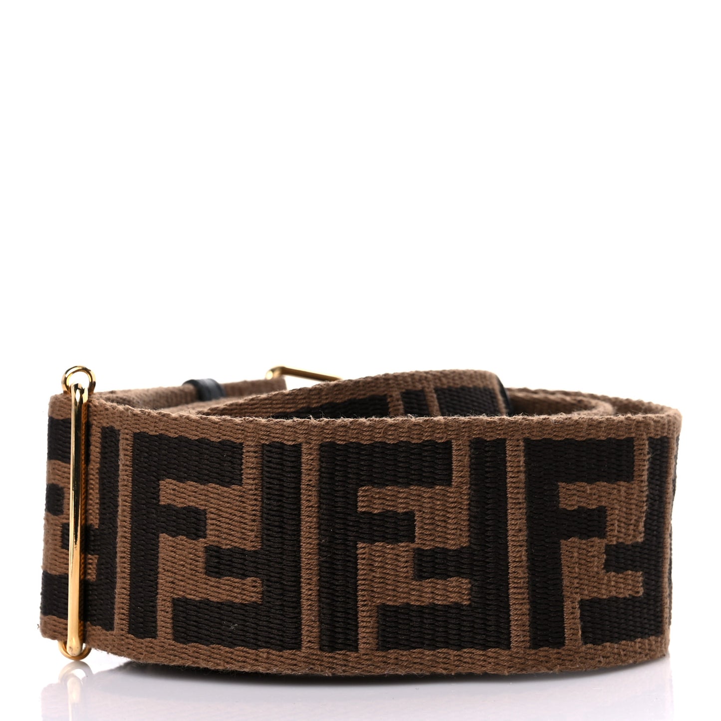 Ribbon Vitello Seta FF 1974 Adjustable Strap You Fango Marrone Black