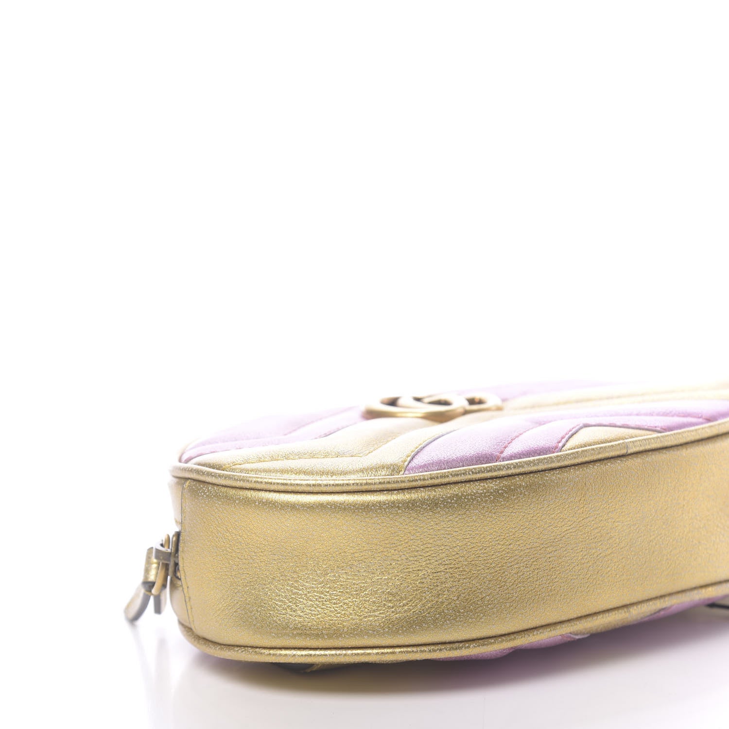 Gucci Metallic Nappa Matelasse Heart GG Marmont Belt Bag 85 34 Oro Vecchio Rosa 8 of 10