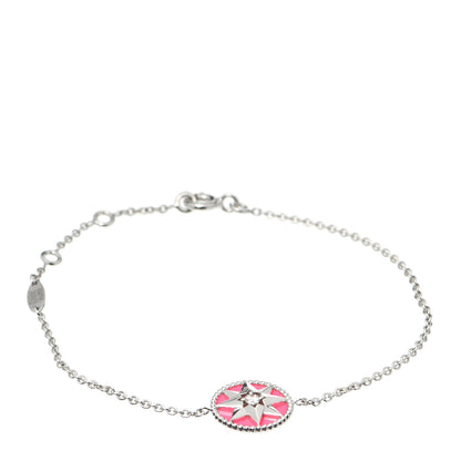 Christian Dior 18K White Gold Diamond Enamel Rose Des Vents Bracelet Pink 1 of 7
