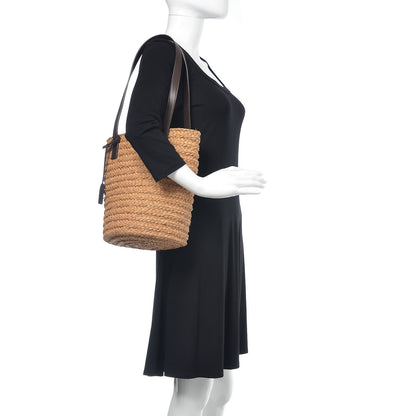 Saint Laurent Raffia Calfskin Small Panier Tote Naturale Nut 2 of 8