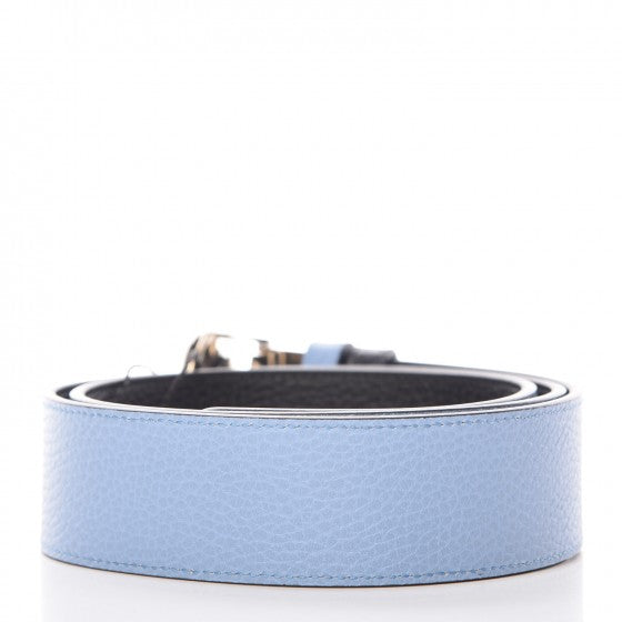 Gucci Dollar Calfskin 1973 Reversible Belt 95 38 Black Mineral Blue 3 of 7
