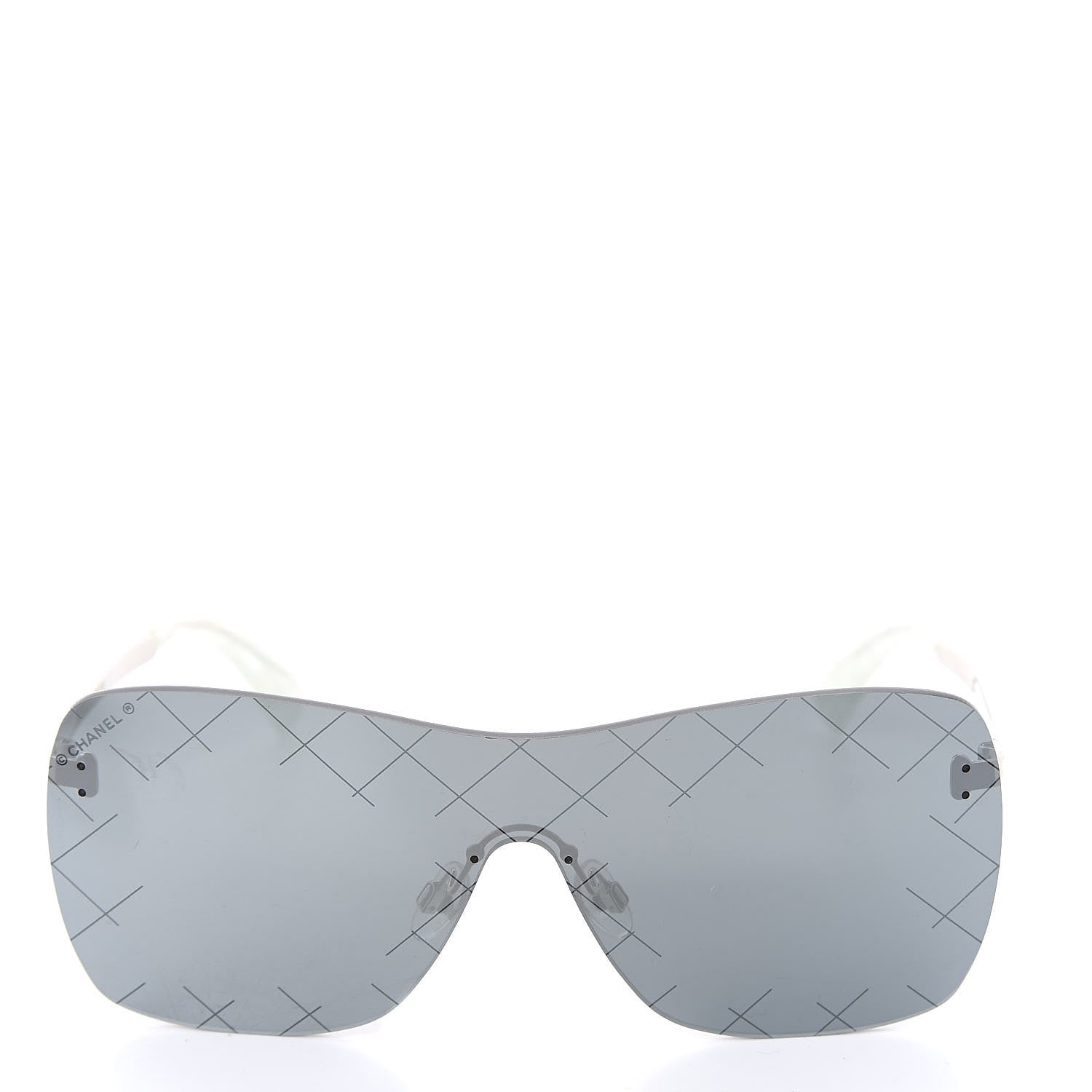 Chanel Shield Runway Sunglasses 4215 Silver Blue Mirror 3 of 7