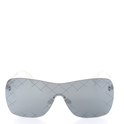 Chanel Shield Runway Sunglasses 4215 Silver Blue Mirror 3 of 7