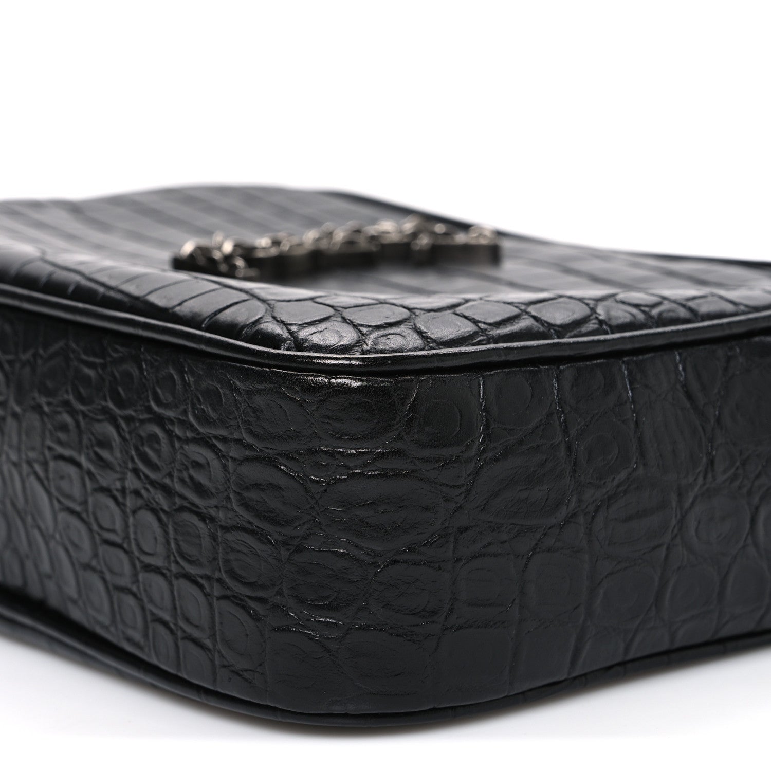 Saint Laurent Calfskin Crocodile Embossed Monogram Lou Camera Bag Black 10 of 10