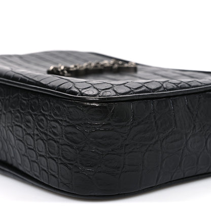 Saint Laurent Calfskin Crocodile Embossed Monogram Lou Camera Bag Black 10 of 10