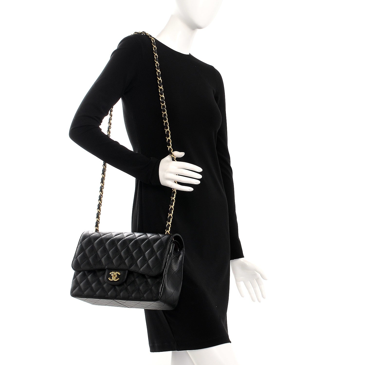 Chanel Caviar Quilted Jumbo Double Flap Black 2 of 9