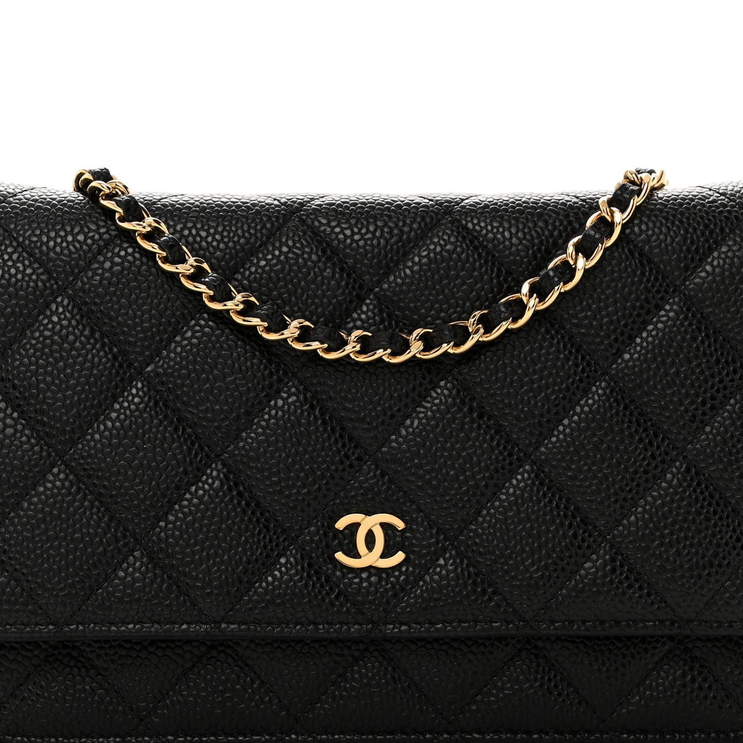 Caviar Quilted Wallet on Chain WOC Black