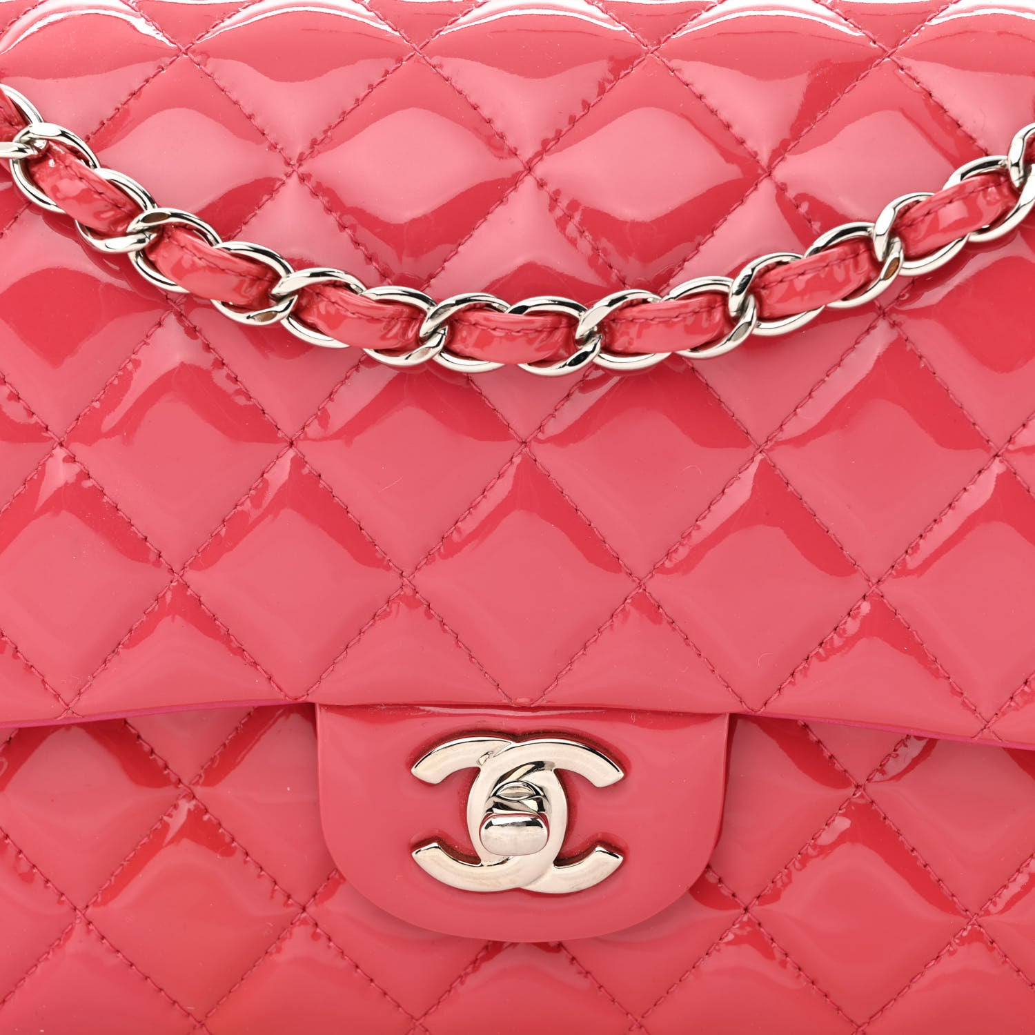 Chanel Patent Quilted Medium Double Flap Pink 8 of 16