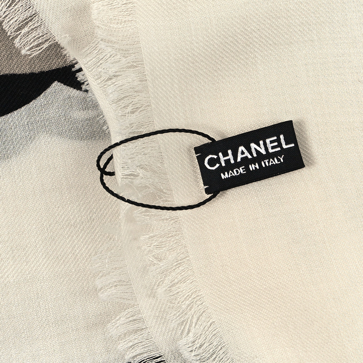 Cashmere Silk Fringe Chains Stole Ivory