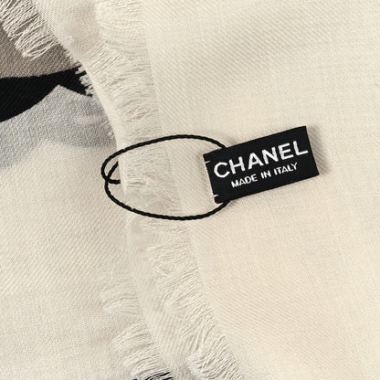 Chanel Cashmere Silk Fringe Chains Stole Ivory 3 of 4