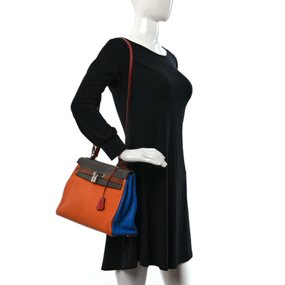Hermes Taurillon Clemence Arlequin Kelly Retourne 32 Orange Sanguine Gold 2 of 15