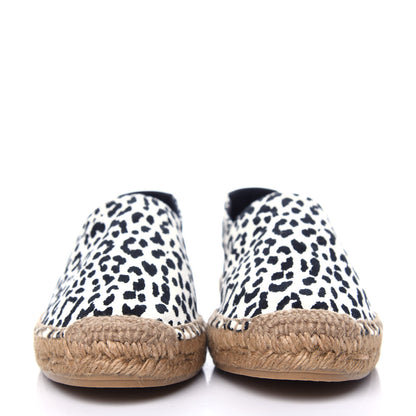 Saint Laurent Canvas Leopard Print Espadrilles 40 White Black 2 of 12