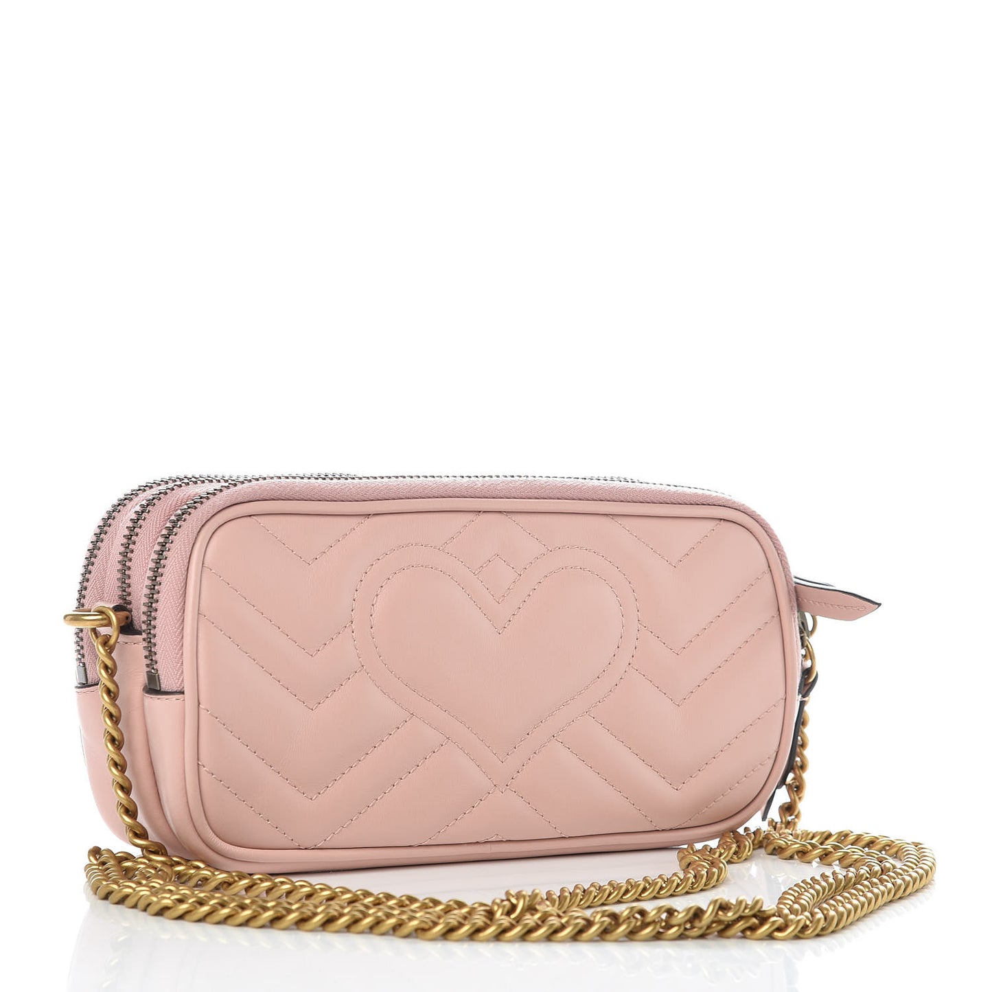 Calfskin Matelasse Mini GG Marmont Chain Crossbody Bag Perfect Pink