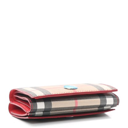 Burberry E-Canvas Vintage Check Tri-Fold Wallet Red 4 of 6