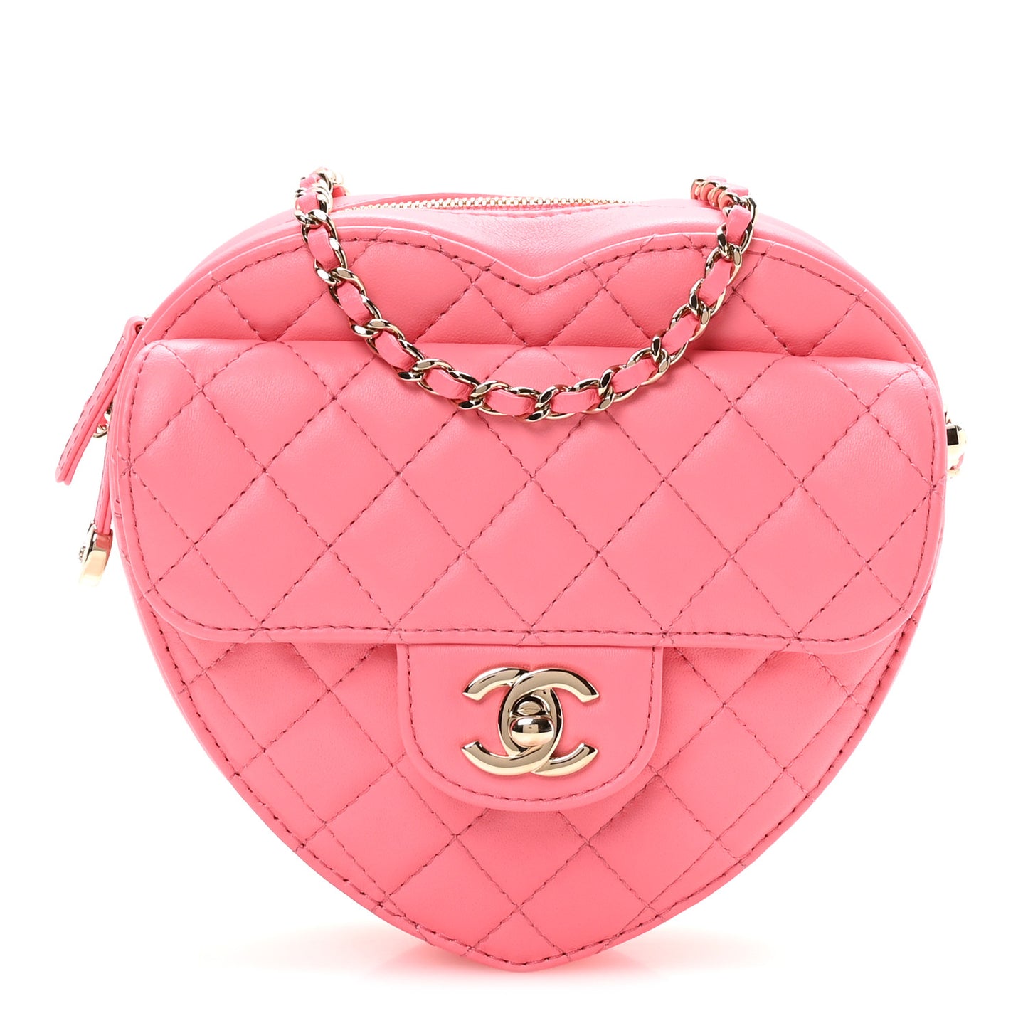 Lambskin Quilted CC In Love Heart Bag Pink