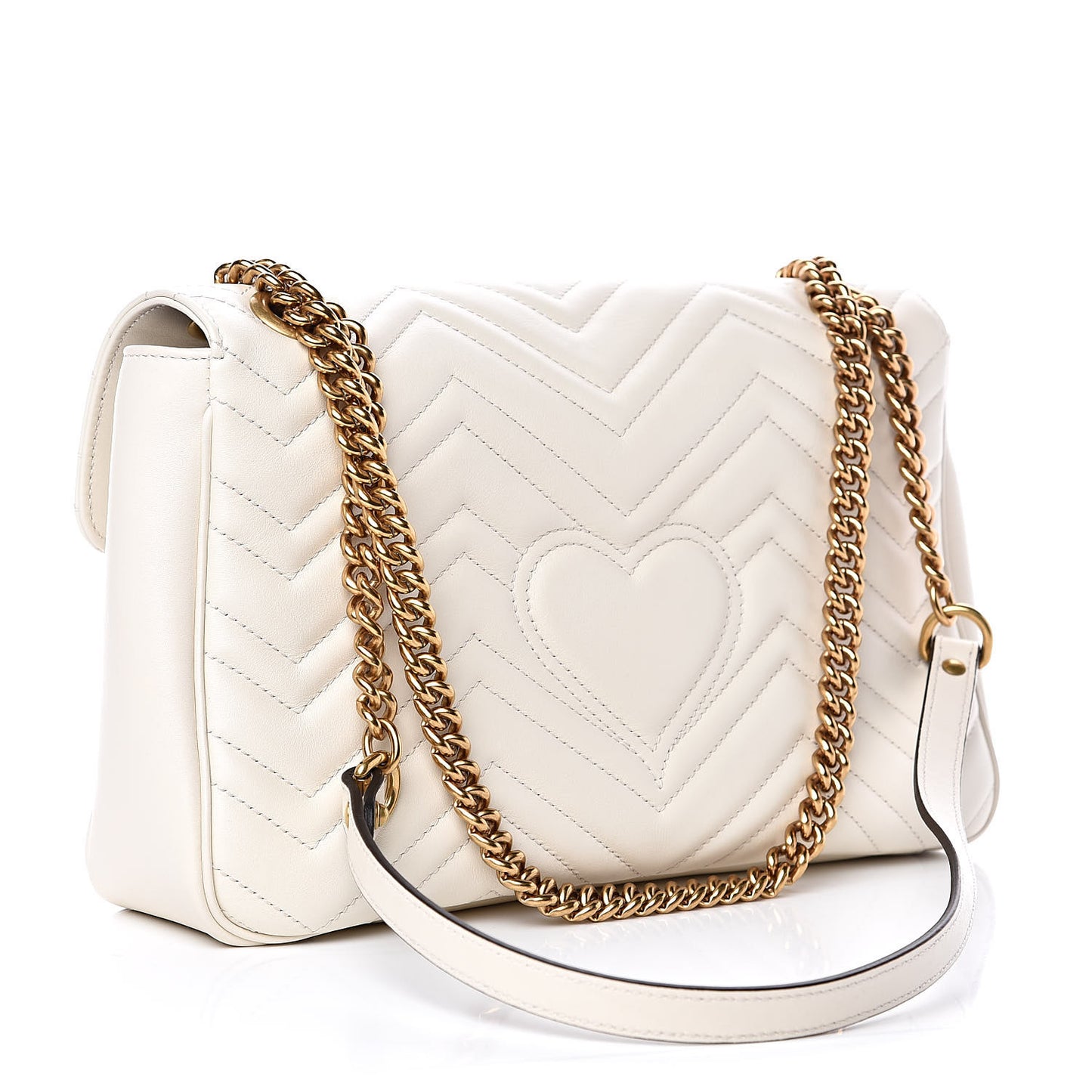 Calfskin Matelasse Medium GG Marmont Shoulder Bag White