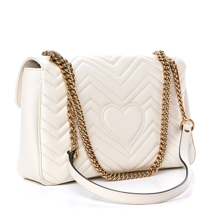 Gucci Calfskin Matelasse Medium GG Marmont Shoulder Bag White 3 of 11