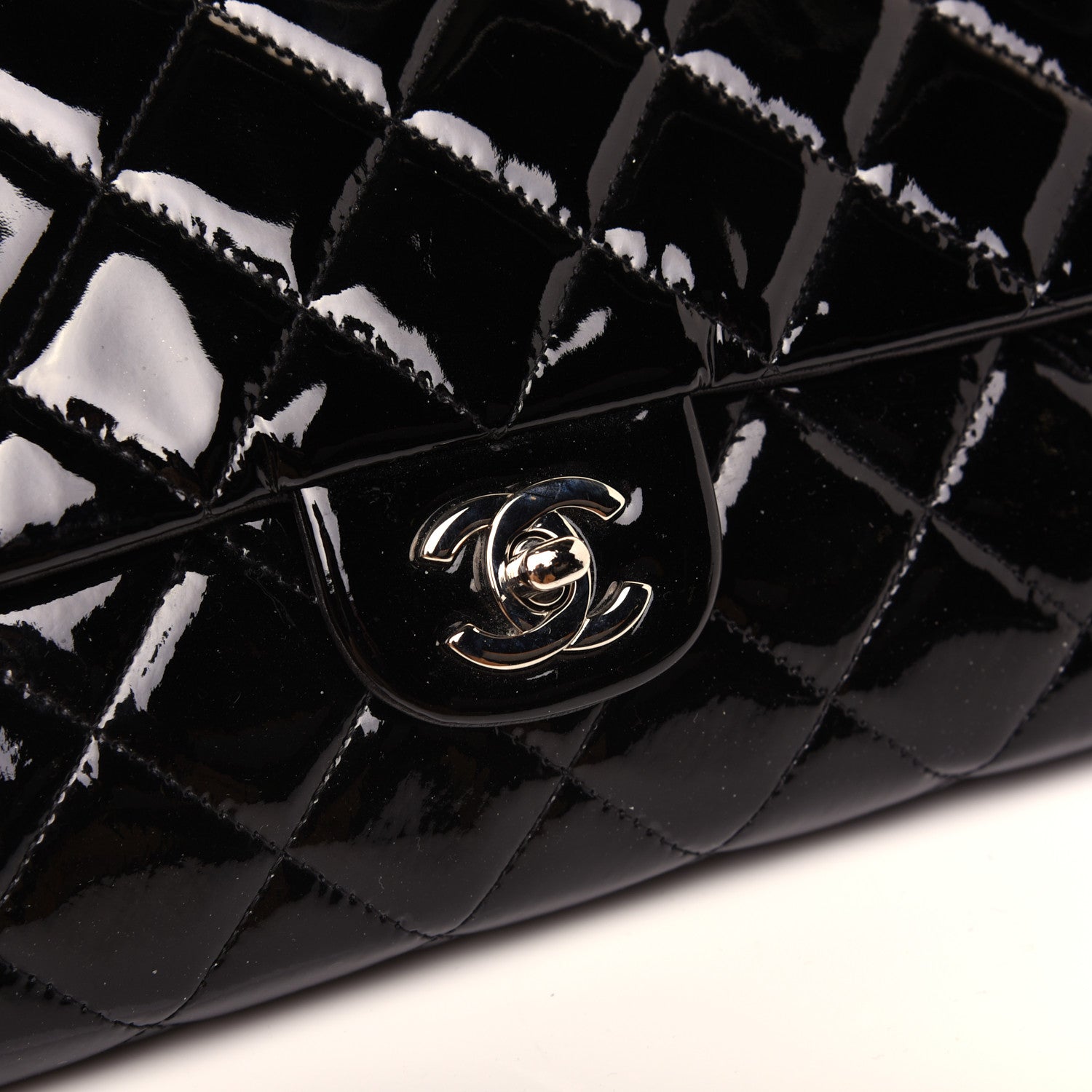 Chanel Patent Quilted Clutch with Chain Flap Black 11 of 12