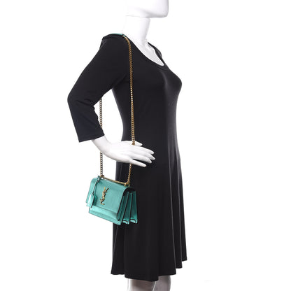 Saint Laurent Metallic Calfskin Small Monogram Sunset Chlorophille 2 of 12