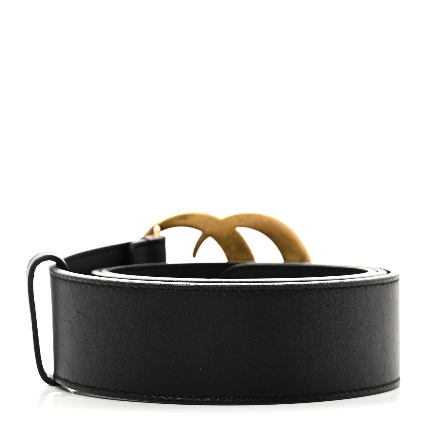 Moon Calfskin Pearl Double G 40mm Belt 85 34 Black Cream