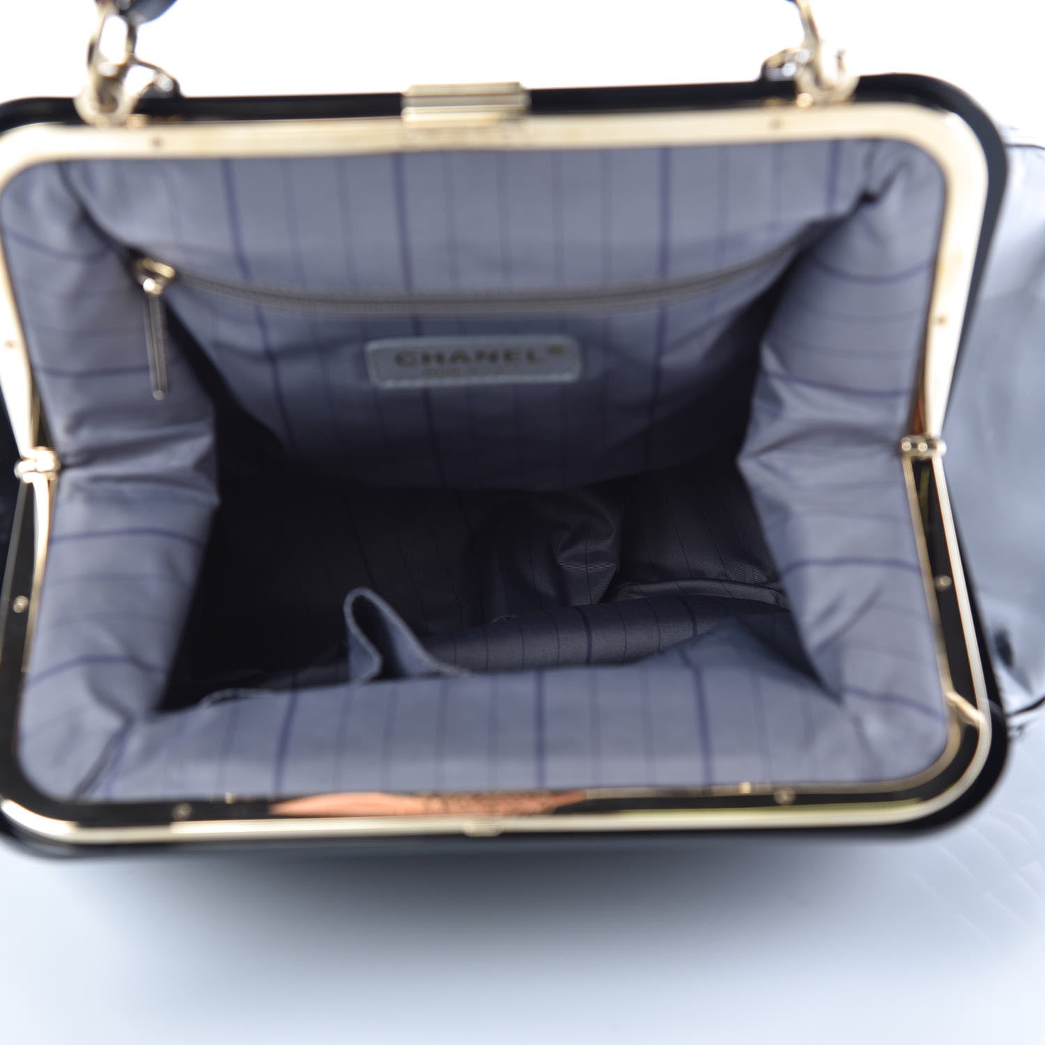 Chanel Glazed Calfskin Quilted Mademoiselle Large Frame Bag Black 5 of 10