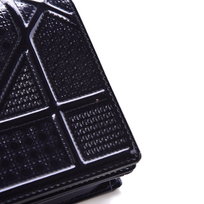 Christian Dior Metallic Patent Micro-Cannage Diorama Wallet on Chain Pouch Navy Blue 8 of 14
