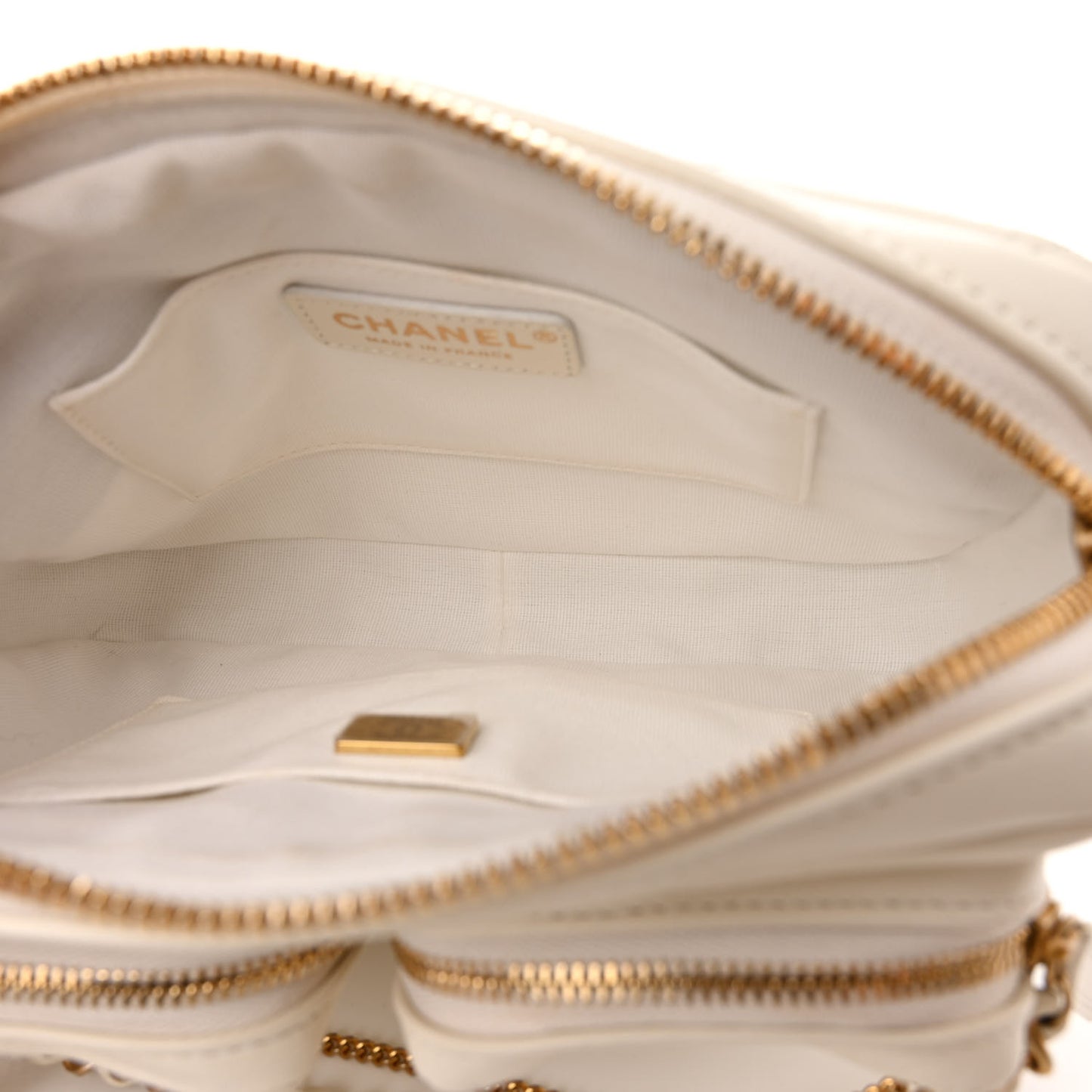 Calfskin Quilted Small Camera Case White