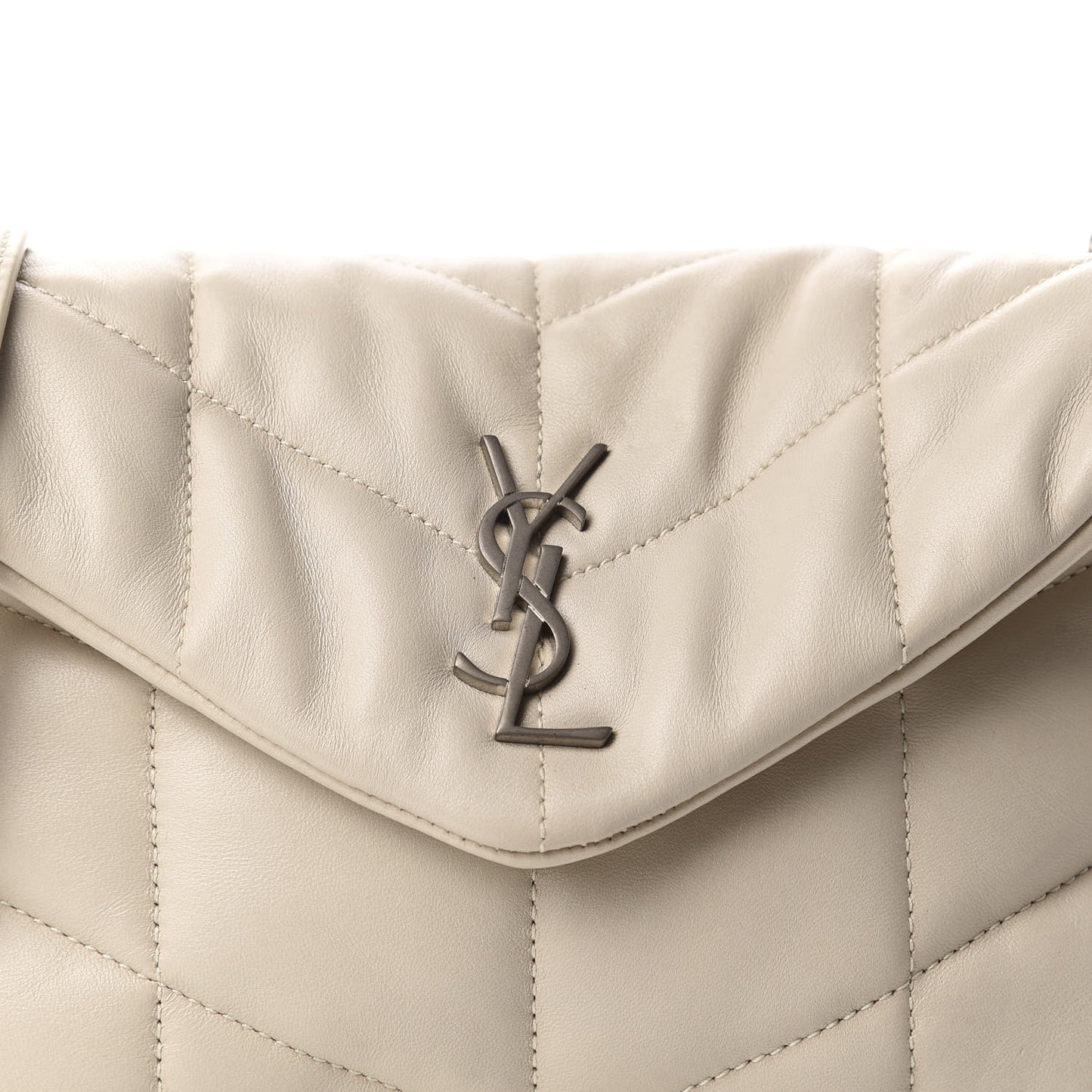 Lambskin Quilted Toy Loulou Puffer Monogram Chain Satchel Crema Soft