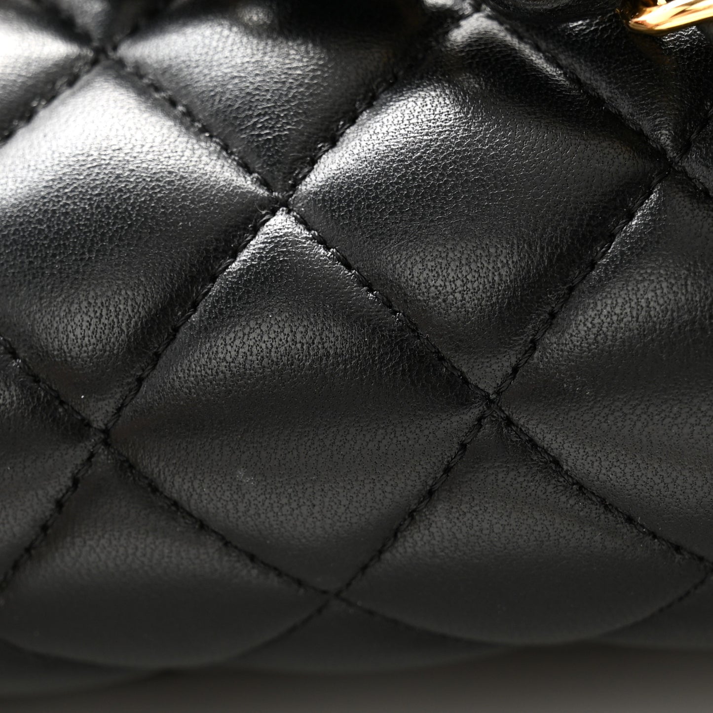 Lambskin Quilted Small Double Flap Black