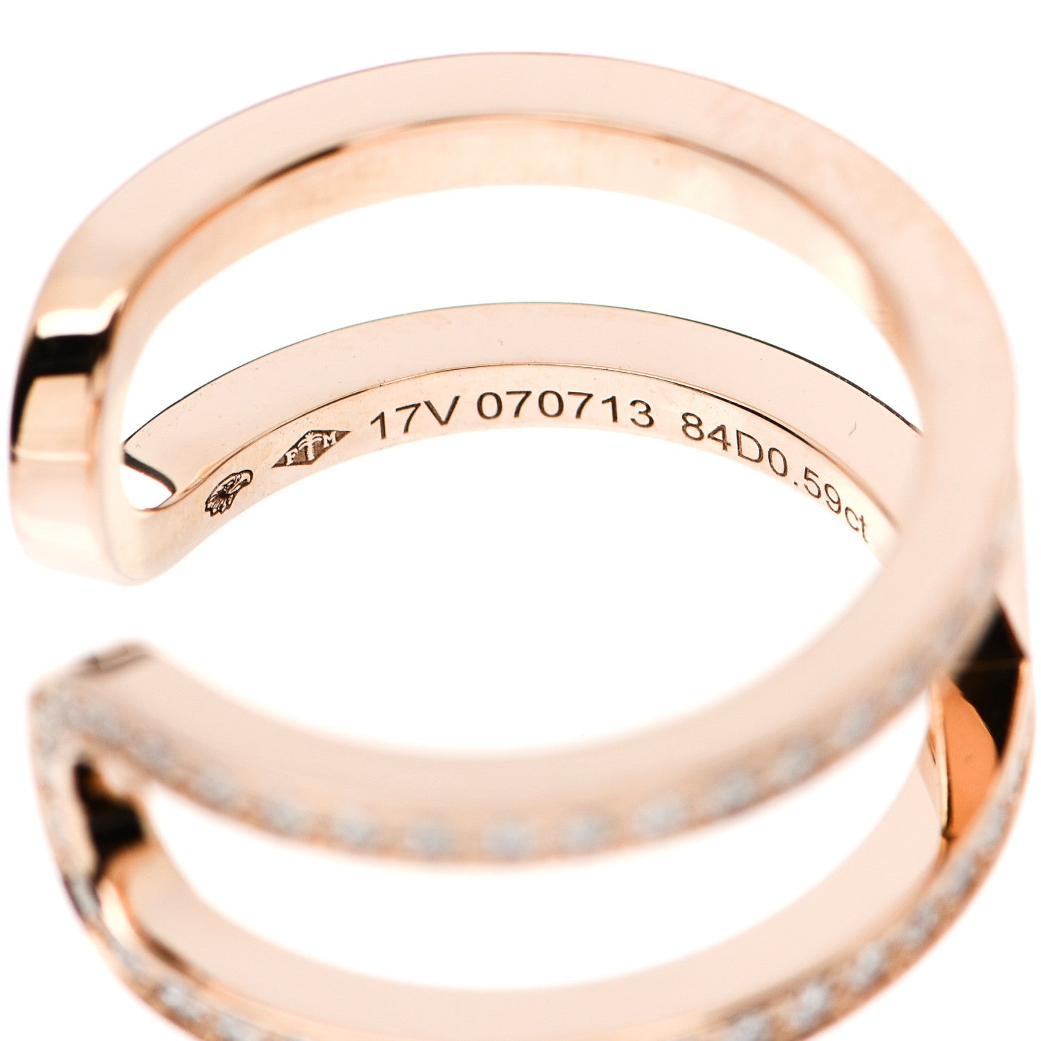 Hermes 18K Rose Gold Diamond MM Ever Chaine D'Ancre Ring 51 5.75 4 of 6