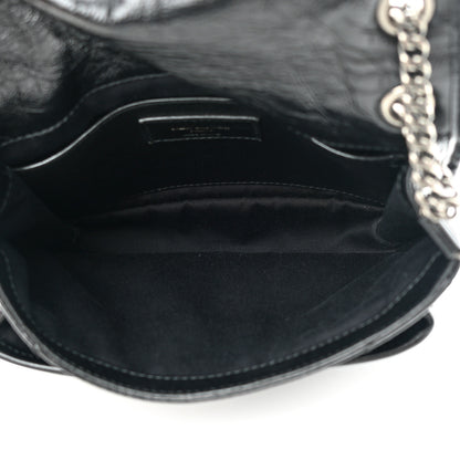 Saint Laurent Crinkled Calfskin Matelasse Monogram Baby Niki Chain Satchel Black 5 of 15