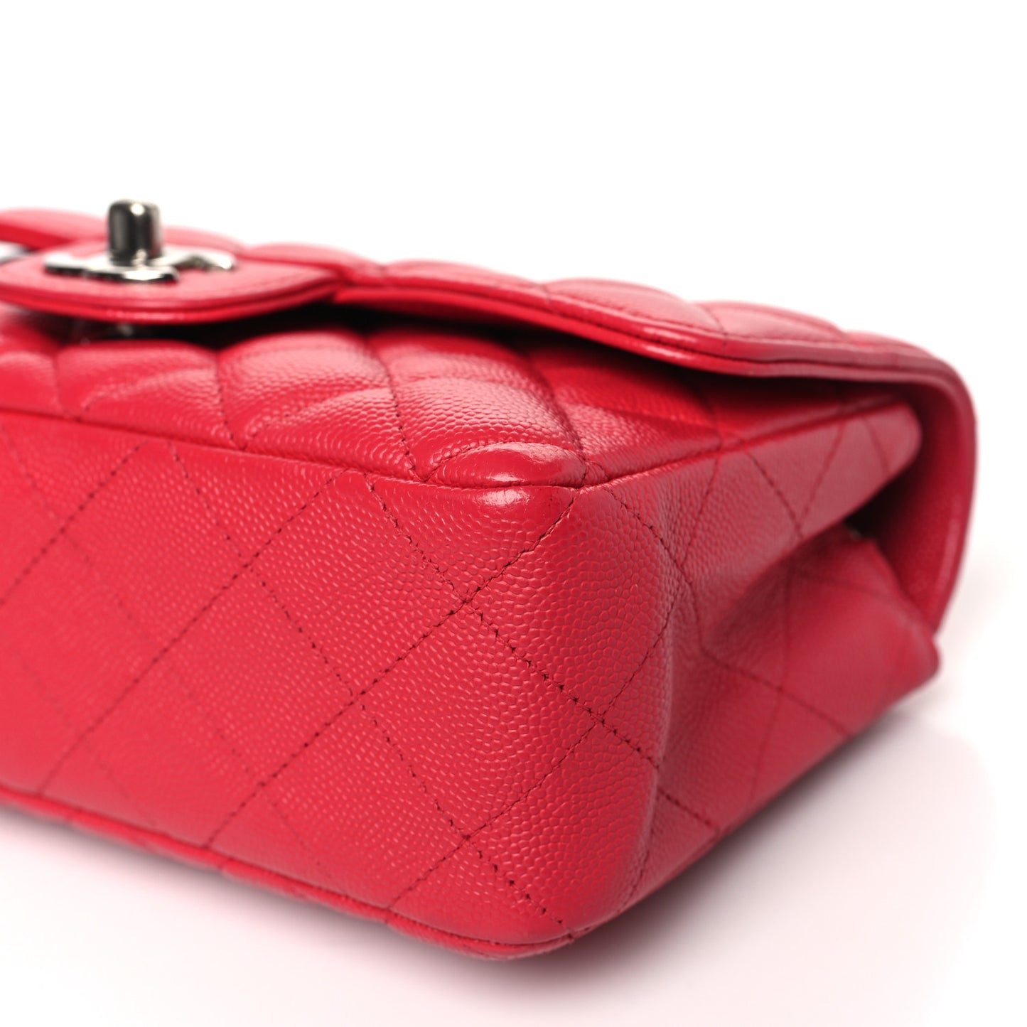 Caviar Quilted Mini Rectangular Flap Red