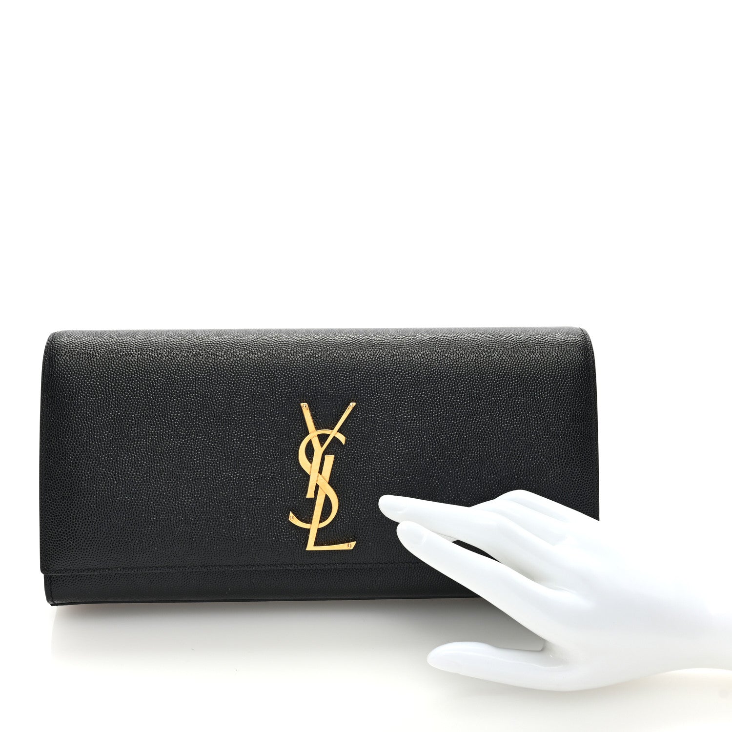Saint Laurent Grain De Poudre Monogram Cassandre Clutch Black 2 of 6