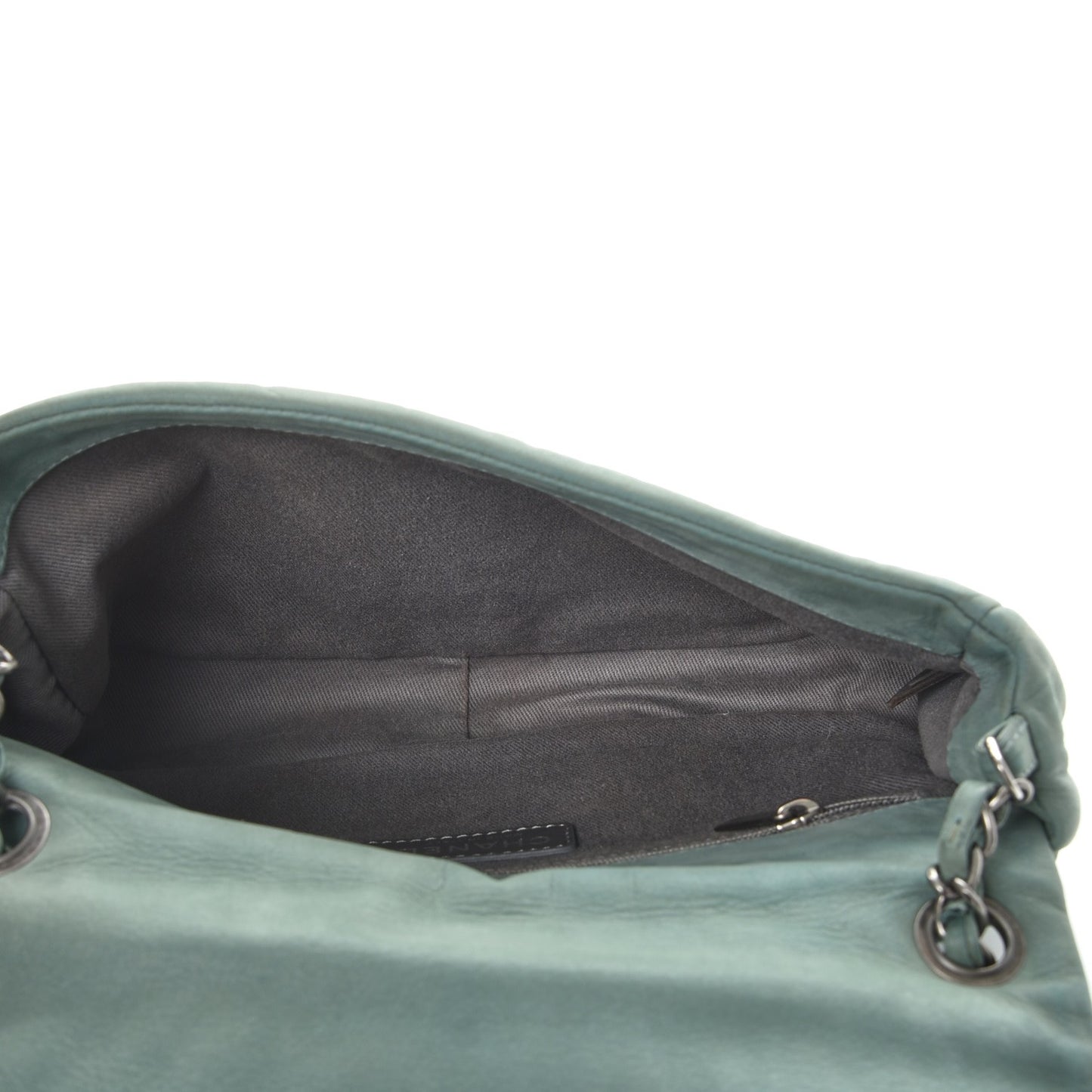 Iridescent Calfskin Glint Flap Green