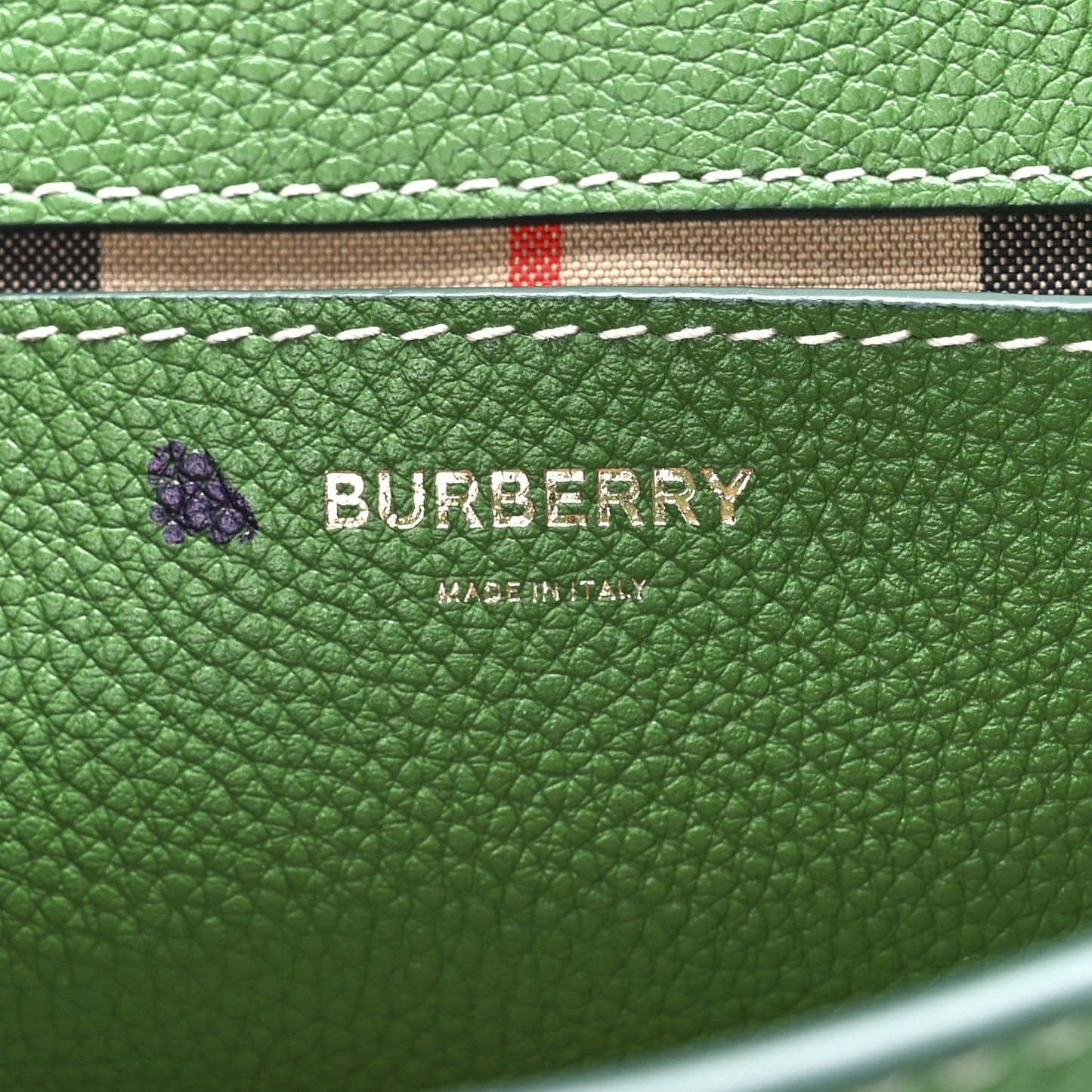 Grainy Calfskin Vintage Check Note Crossbody Bag Ivy Green