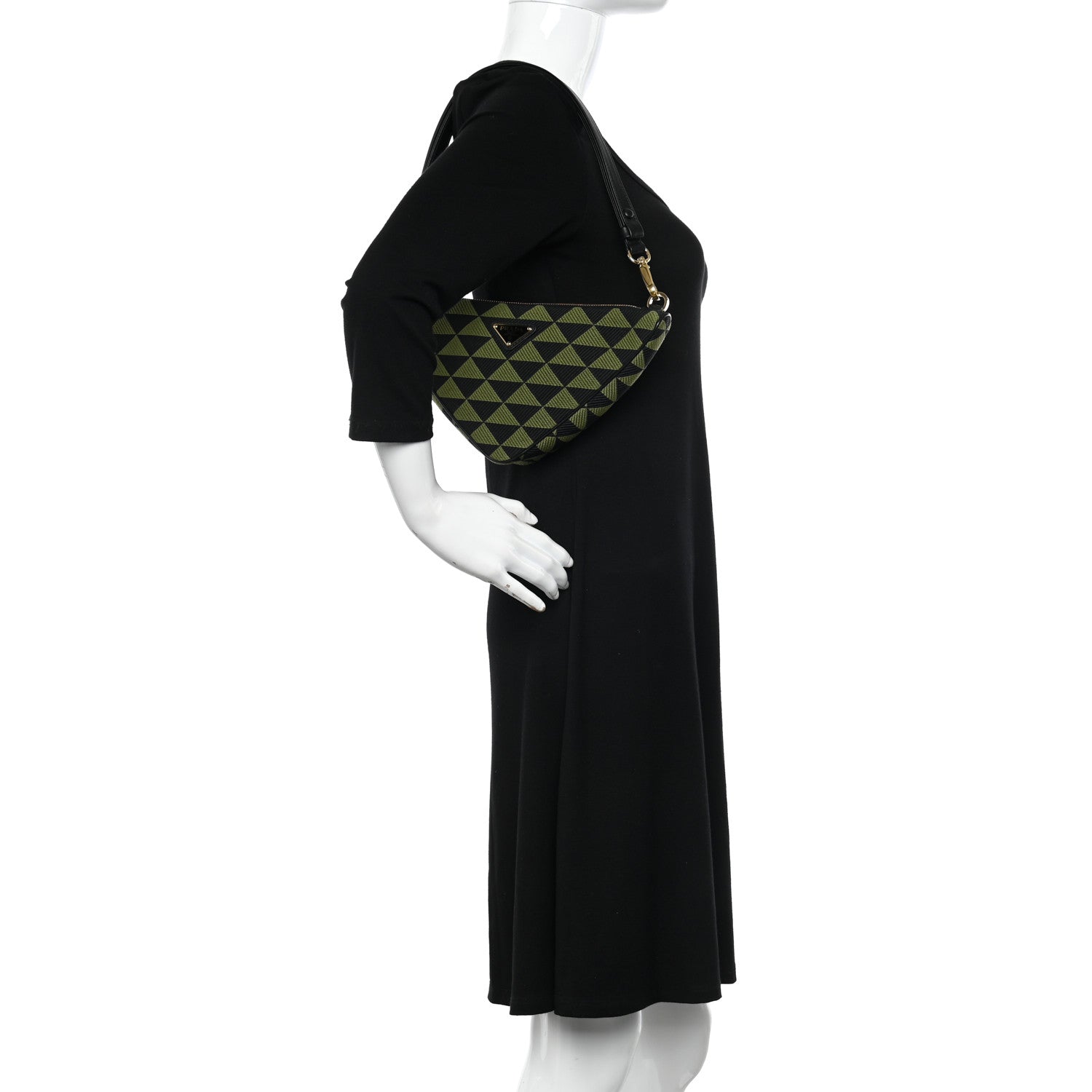 Prada Jacquard Triangolo Symbole Embroidered Mini Triangle Bag Black Edera 2 of 9