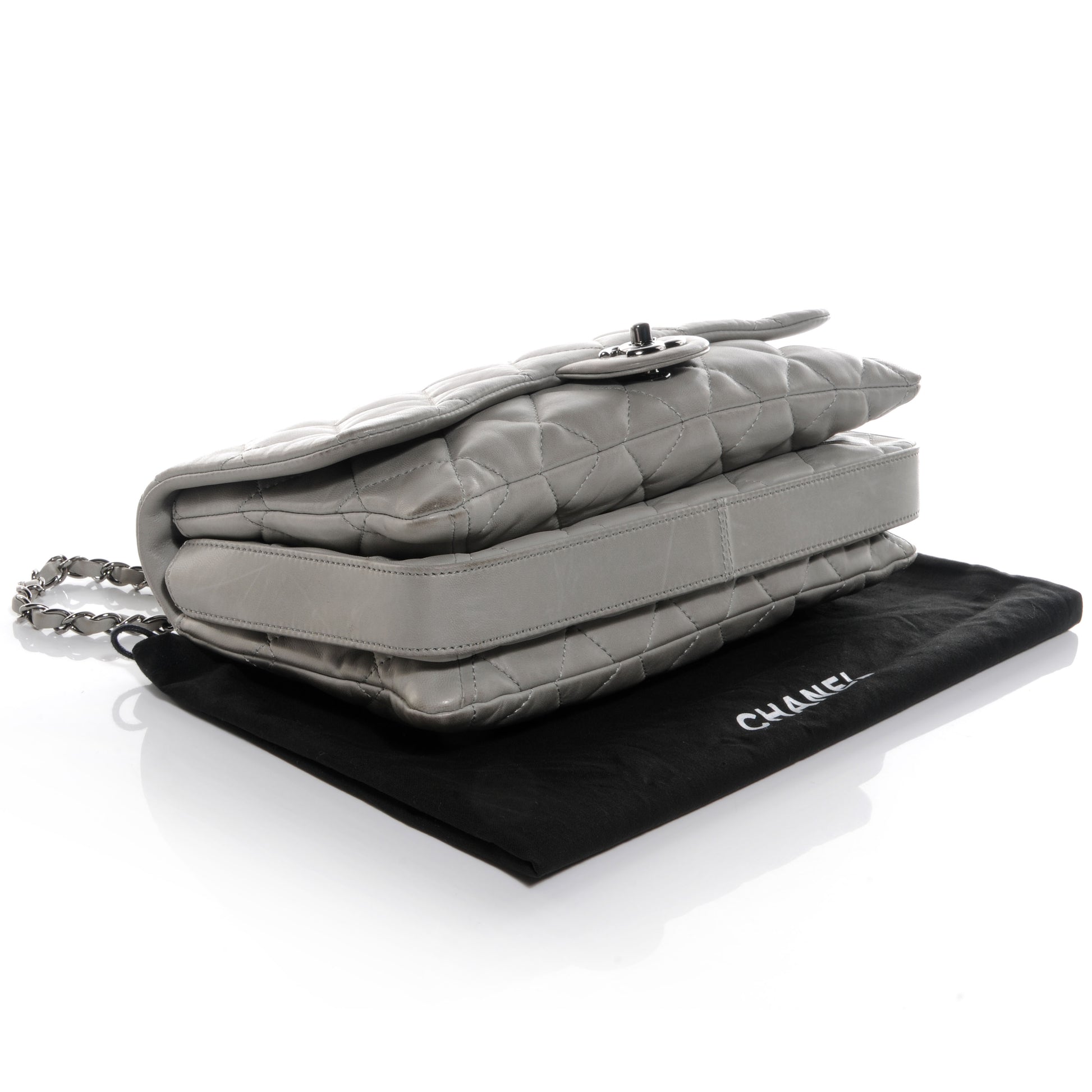 Chanel Lambskin Quilted 3 Large Flap Grey 4 of 8