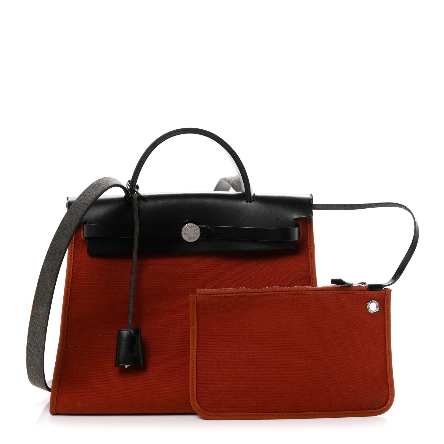 Hermes Toile Officier Vache Hunter Herbag Zip 31 PM Rouge H Black 3 of 12