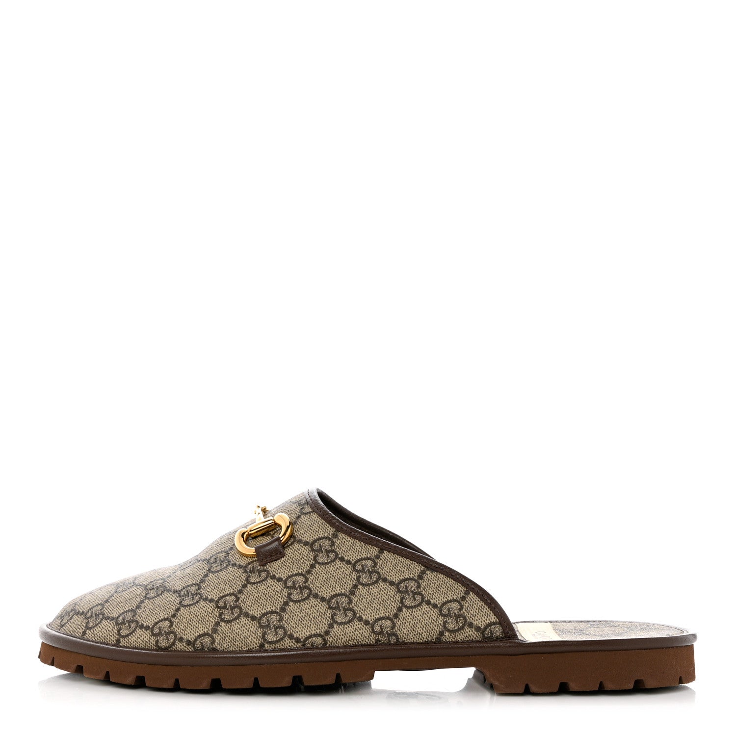 Gucci GG Supreme Monogram Granada Kid Mens Horsebit Lug Sole Mules 11.5 Beige Ebony New Acero 1 of 9