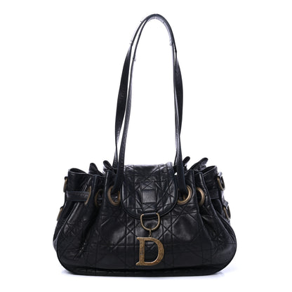Christian Dior Lambskin Cannage Flap Shoulder Bag Black 1 of 4