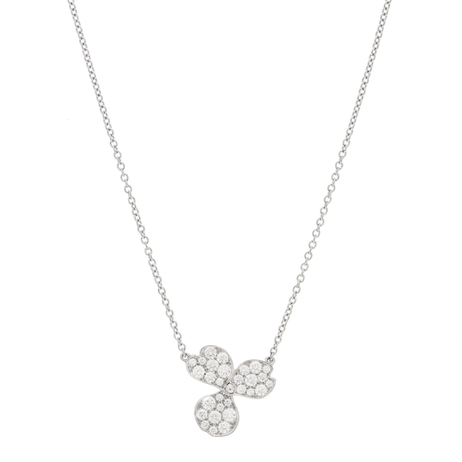 Tiffany Platinum Diamond Paper Flowers Pave Pendant Necklace 1 of 5