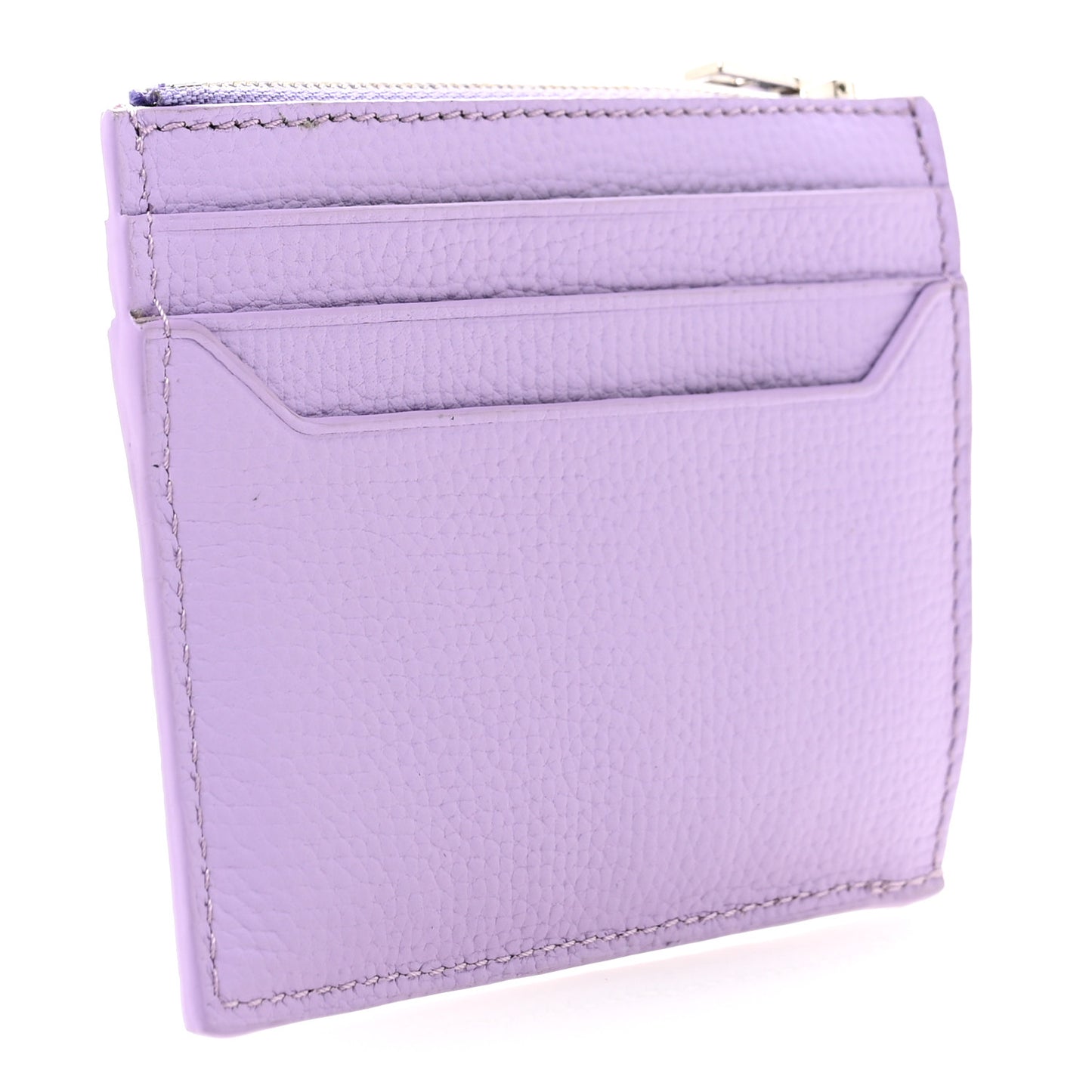 Pebble Grain Calfskin Anagram Square Zip Cardholder Dirty Mauve