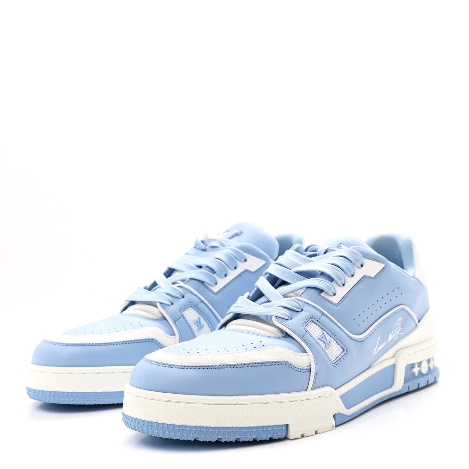 Louis Vuitton Calfskin Mens LV Trainer Sneakers 9 Blue 4 of 10