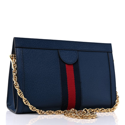 Gucci Textured Calfskin Web Small Ophidia Chain Shoulder Bag Blue Agata 3 of 10
