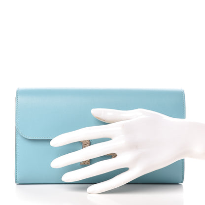 Hermes Tadelakt Lizard Constance Long Wallet Bleu Atoll Ficelle 2 of 16