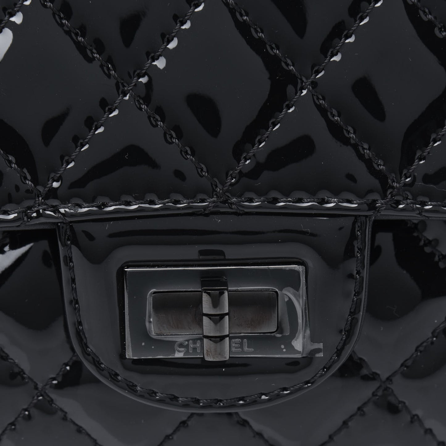 Patent Calfskin Quilted 2.55 Reissue Mini Flap So Black
