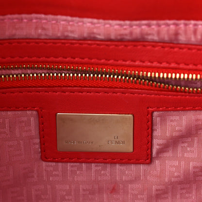 Fendi Nappa Logo Embossed Baguette Red 7 of 9