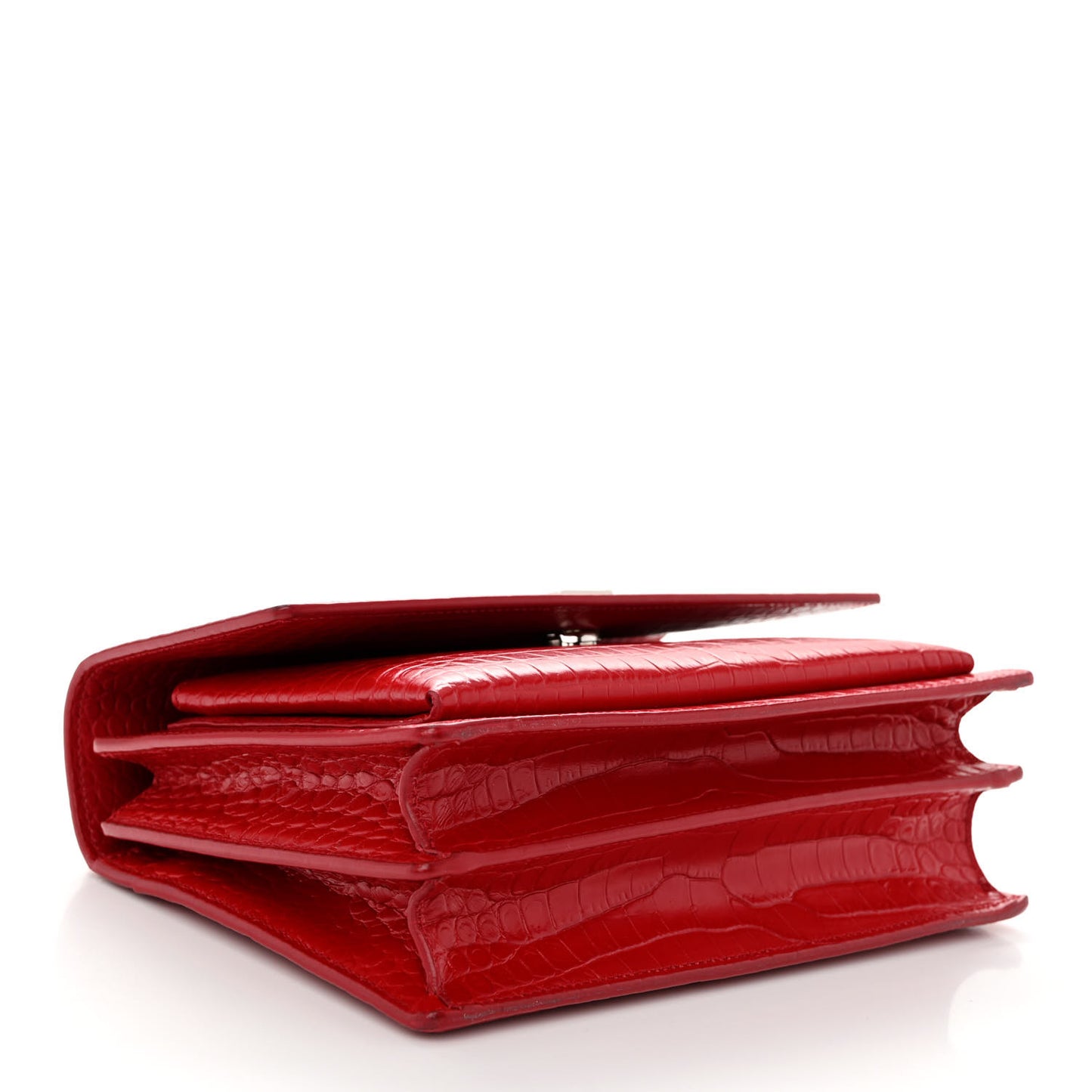 Calfskin Crocodile Embossed Medium Monogram Sunset Rouge Eros