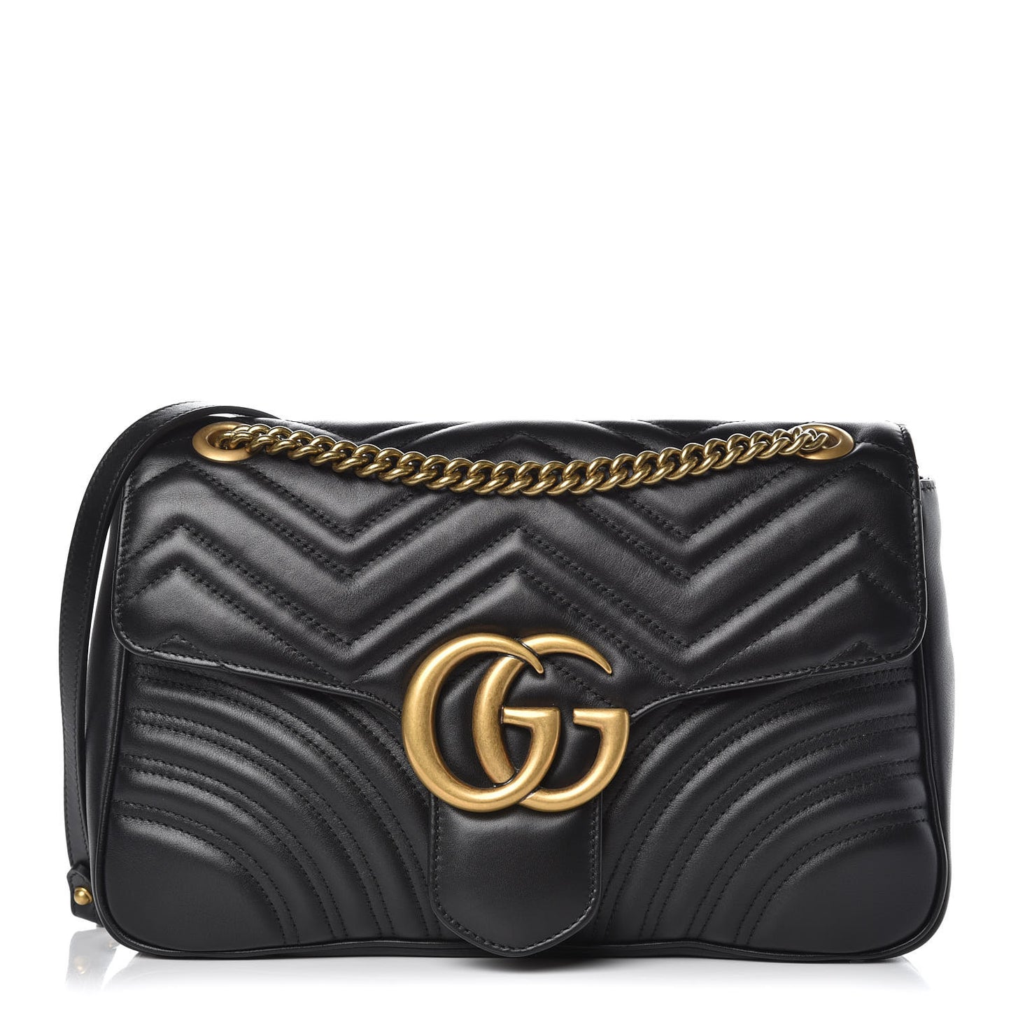 Calfskin Matelasse Medium GG Marmont Shoulder Bag Black