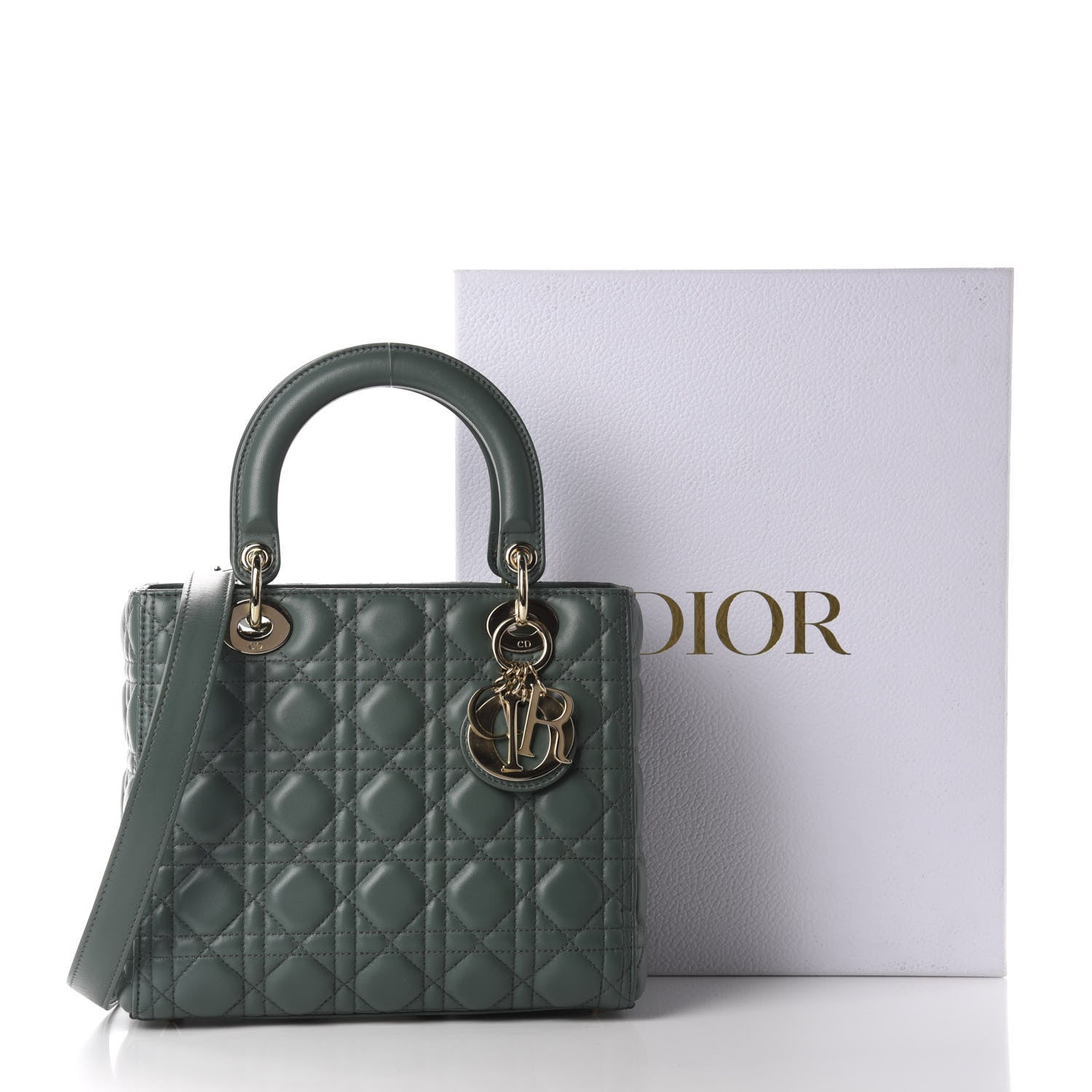 Christian Dior Lambskin Cannage Medium Lady Dior Orage 11 of 11